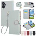 For Samsung Galaxy A06 Round Buckle Zipper Wallet Leather Phone Case with Crossbody Strap(Sky Blue)
