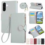 For Samsung Galaxy A36 5G Round Buckle Zipper Wallet Leather Phone Case with Crossbody Strap(Sky Blue)