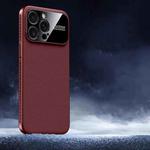 For iPhone 13 Pro Max Soft Armor Cooling Plain Leather Hybrid PC Phone Case(Red)