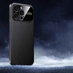 For iPhone 13 Pro Max Soft Armor Cooling Plain Leather Hybrid PC Phone Case(Black)