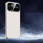 For iPhone 14 Soft Armor Cooling Plain Leather Hybrid PC Phone Case(White)