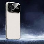 For iPhone 16 Pro Max Soft Armor Cooling Plain Leather Hybrid PC Phone Case(White)