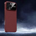 For iPhone 16 Pro Soft Armor Cooling Plain Leather Hybrid PC Phone Case(Red)