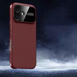 For iPhone 16 Soft Armor Cooling Plain Leather Hybrid PC Phone Case(Red)