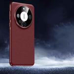 For Huawei Mate 60 Soft Armor Cooling Plain Leather Hybrid PC Phone Case(Red)