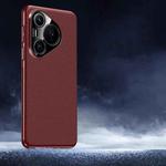 For Huawei Pura 70 Soft Armor Cooling Plain Leather Hybrid PC Phone Case(Red)