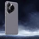 For Huawei Pura 70 Soft Armor Cooling Plain Leather Hybrid PC Phone Case(Grey)