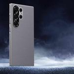 For Samsung Galaxy S25 Ultra 5G Soft Armor Cooling Plain Leather Hybrid PC Phone Case(Grey)