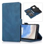 For OnePlus 7T Retro Magnetic Closing Clasp Horizontal Flip Leather Case with Holder & Card Slots & Photo Frame & Wallet(Blue)
