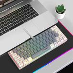 HXSJ V400 Wired Color Matching RGB Backlit Membrane Keyboard 63 Key Caps, Cable Length: 1.7m(Beige + Grey 2-color)