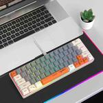 HXSJ V400 Wired Color Matching RGB Backlit Membrane Keyboard 63 Key Caps, Cable Length: 1.7m(Beige + Grey + Orange 3-color)