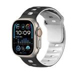 For Apple Watch 46mm / 49mm / 45mm / 44mm Dual-Color Mecha Armor Silicone Watch Band(Black White)