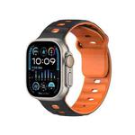 For Apple Watch 46mm / 49mm / 45mm / 44mm Dual-Color Mecha Armor Silicone Watch Band(Black Orange)