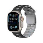 For Apple Watch 46mm / 49mm / 45mm / 44mm Dual-Color Mecha Armor Silicone Watch Band(Black Grey)