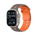 For Apple Watch 46mm / 49mm / 45mm / 44mm Dual-Color Mecha Armor Silicone Watch Band(Grey Orange)