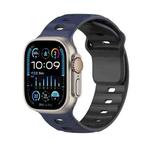 For Apple Watch 46mm / 49mm / 45mm / 44mm Dual-Color Mecha Armor Silicone Watch Band(Midnight Blue Black)