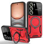 For Realme C75 4G Large Window MagSafe Holder Phone Case(Red)