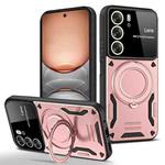 For Realme C75 4G Large Window MagSafe Holder Phone Case(Rose Gold)