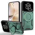 For Realme 14 Pro 5G Large Window MagSafe Holder Phone Case(Green)