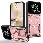 For Realme 14 Pro 5G Large Window MagSafe Holder Phone Case(Rose Gold)