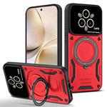 For Realme 14 Pro+ 5G Large Window MagSafe Holder Phone Case(Red)