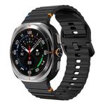 For Samsung Galaxy Watch8 Classic 46mm / Watch8 44mm / 40mm xDfind Wavy Grain Stitched Silicone Watch Band, Size:S(Black)