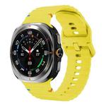 For Samsung Galaxy Watch8 Classic 46mm / Watch8 44mm / 40mm xDfind Wavy Grain Stitched Silicone Watch Band, Size:S(Yellow)