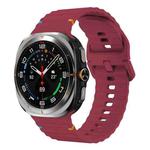 For Samsung Galaxy Watch8 Classic 46mm / Watch8 44mm / 40mm xDfind Wavy Grain Stitched Silicone Watch Band, Size:L(Wine Red)