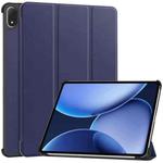 For OnePlus Pad 2 Pro / Pad 3 Custer Texture 3-Fold Holder Leather Smart Tablet Case(Dark Blue)