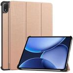 For OnePlus Pad 2 Pro / Pad 3 Custer Texture 3-Fold Holder Leather Smart Tablet Case(Rose Gold)