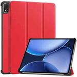 For OnePlus Pad 2 Pro / Pad 3 Custer Texture 3-Fold Holder Leather Smart Tablet Case(Red)