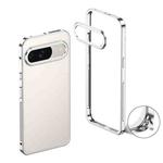 For Google Pixel 9 / 9 Pro Metal Frame Heat Dissipation Phone Case with Camera Guard Ring(Silver)