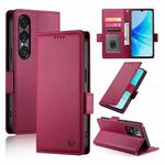 For Sony Xperia 1 VII Side Buckle Magnetic Frosted Leather Phone Case(Wine Red)