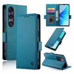 For Sony Xperia 1 VII Side Buckle Magnetic Frosted Leather Phone Case(Blue)