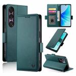 For Sony Xperia 1 VII Side Buckle Magnetic Frosted Leather Phone Case(Dark Green)