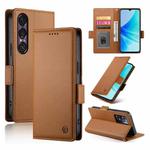 For Sony Xperia 1 VII Side Buckle Magnetic Frosted Leather Phone Case(Brown)