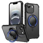 For iPhone 16e Skin Sense Rotation Stand Semi-transparent Magsafe Phone Case(Royal Blue)