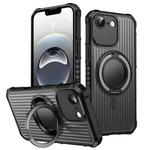 For iPhone 16e Skin Sense Rotation Stand Semi-transparent Magsafe Phone Case(Space Gray)