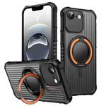 For iPhone 16e Skin Sense Rotation Stand Semi-transparent Magsafe Phone Case(Orange)