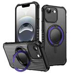 For iPhone 16e Skin Sense Rotation Stand Semi-transparent Magsafe Phone Case(Deep Purple)