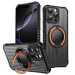 For iPhone 16 Pro Max Skin Sense Rotation Stand Semi-transparent Magsafe Phone Case(Orange)