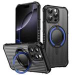 For iPhone 16 Pro Skin Sense Rotation Stand Semi-transparent Magsafe Phone Case(Royal Blue)