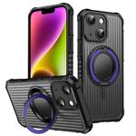 For iPhone 14 Skin Sense Rotation Stand Semi-transparent Magsafe Phone Case(Deep Purple)