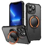 For iPhone 13 Pro Max Skin Sense Rotation Stand Semi-transparent Magsafe Phone Case(Orange)