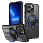 For iPhone 13 Pro Skin Sense Rotation Stand Semi-transparent Magsafe Phone Case(Royal Blue)