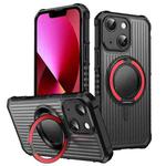 For iPhone 13 Skin Sense Rotation Stand Semi-transparent Magsafe Phone Case(Red)