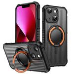 For iPhone 13 Skin Sense Rotation Stand Semi-transparent Magsafe Phone Case(Orange)
