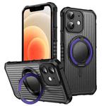 For iPhone 12 Skin Sense Rotation Stand Semi-transparent Magsafe Phone Case(Deep Purple)