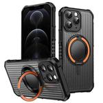 For iPhone 12 Pro Max Skin Sense Rotation Stand Semi-transparent Magsafe Phone Case(Orange)