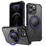 For iPhone 12 Pro Max Skin Sense Rotation Stand Semi-transparent Magsafe Phone Case(Deep Purple)